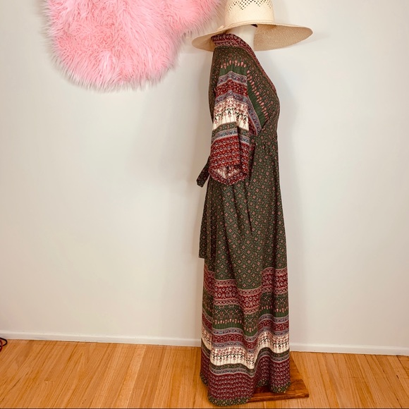 SOLD Vtg 70s Gilead Floral Kimono Maxi Dress S M - Picture 5 of 8